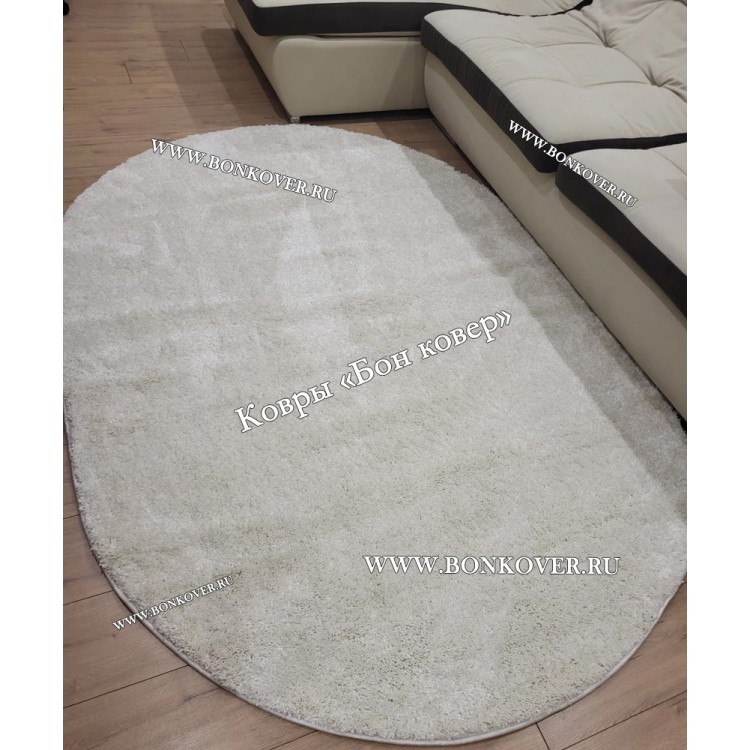 Длинноворсный Ковер Шагги Белый Овальный